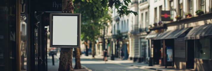 a blank billboard is on the side of a street