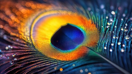 Naklejka premium close-up peacock feather its vibrant