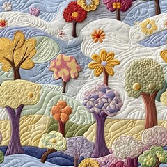 Seamless quilted landscape