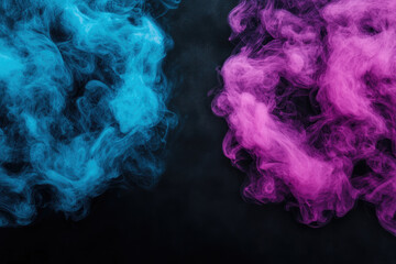 Obraz premium Explore a captivating abstract art piece featuring violet and blue smoke textures against a deep black backdrop, perfect for creative projects and design inspiration.