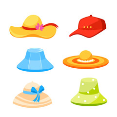 Summer hats featuring both female and male headwear styles. Cartoon headgears. Fashion head hat.