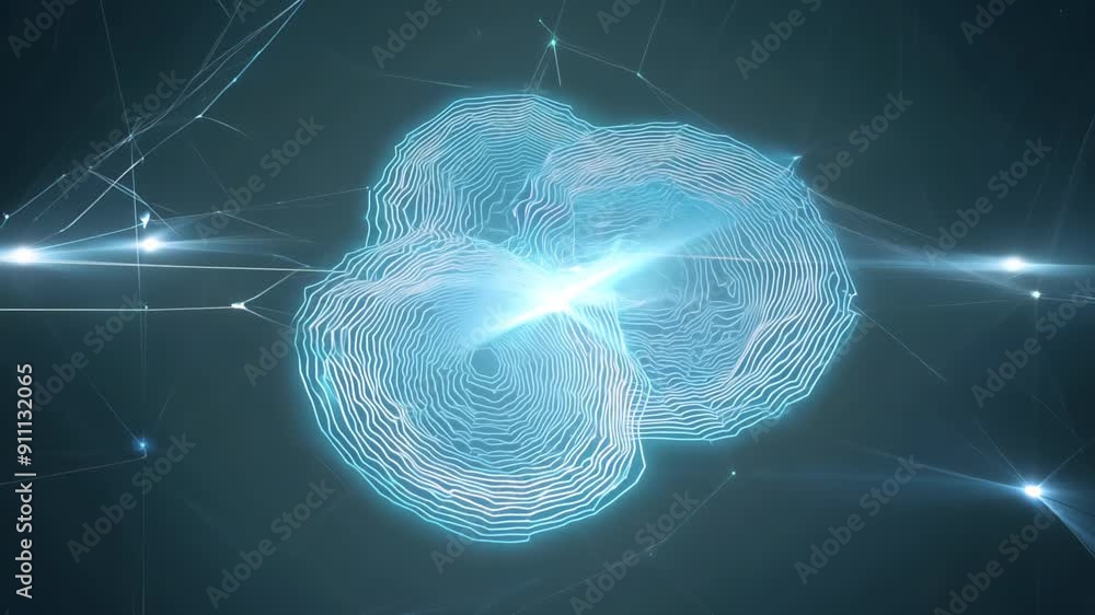 Aufkleber abstract visualization of a digital network with a bright central element. concept: it innovations, 