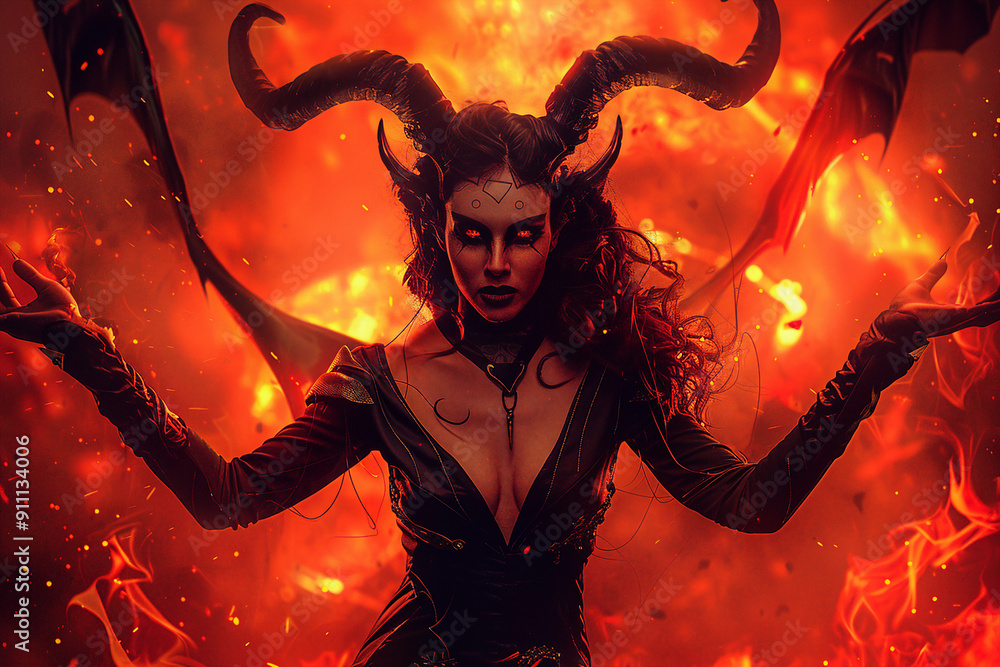 Poster a devil from hell created with generative ai illustration