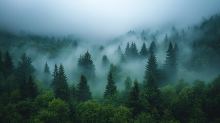 ethereal photo fog rolling forested