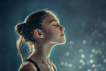 Generative AI picture of beautiful charming ballet dancer ballerina in stage ballroom gown