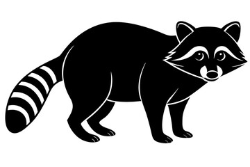 raccoon Silhouette, black raccon vector art
