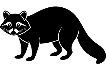 raccoon Silhouette, black raccon vector art