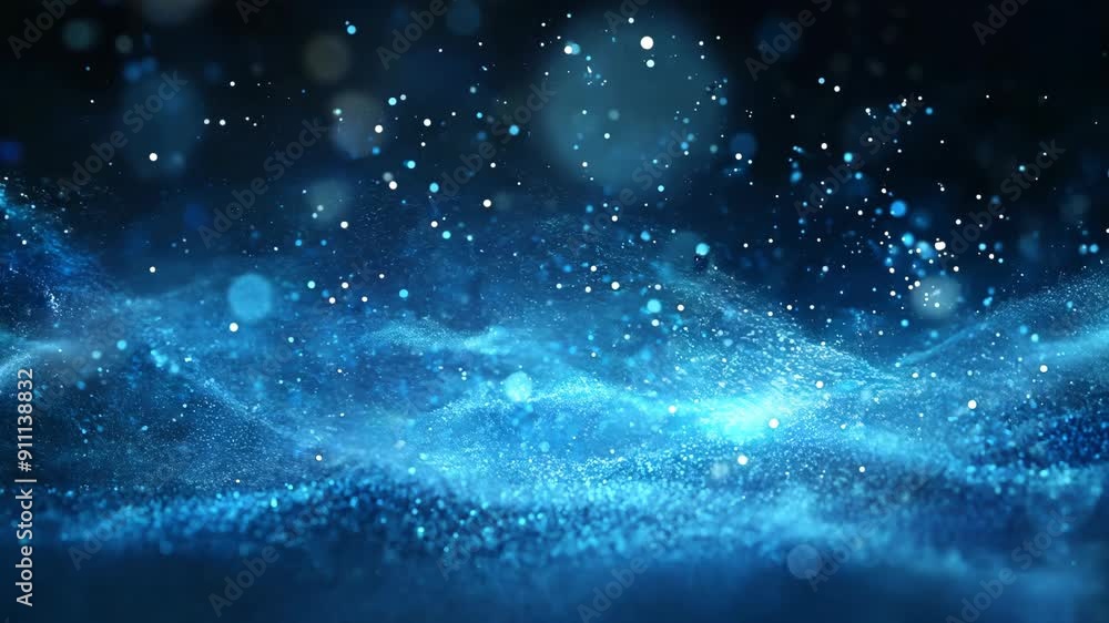 Poster abstract digital blue waves background. sparkling particles. big data, network visualization, blockc