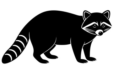 Raccoon silhouette, black raccoon vector illustration