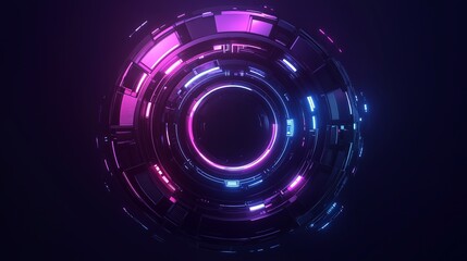 Cyberpunk style circle security logo element