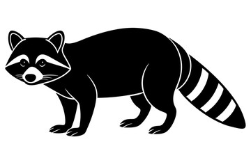 Raccoon silhouette, black raccoon vector illustration