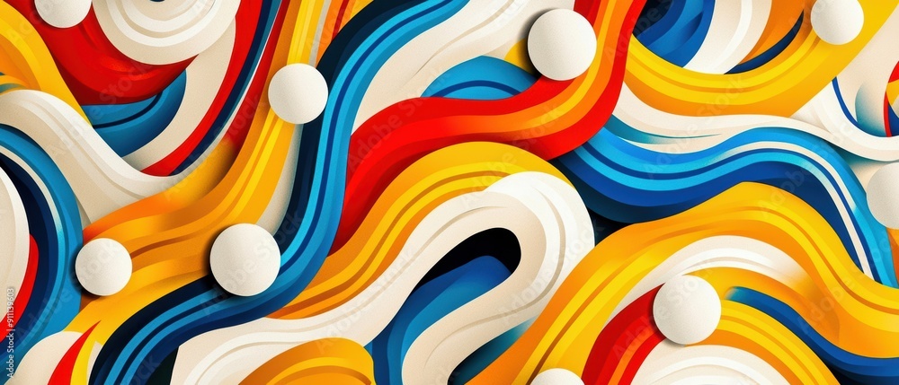 Aufkleber bold geometric patterns with pop-style lines, vibrant and playful background