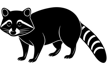 Raccoon silhouette, black raccoon vector illustration