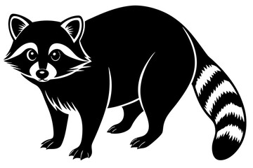 Fototapeta premium Raccoon silhouette, black raccoon vector illustration