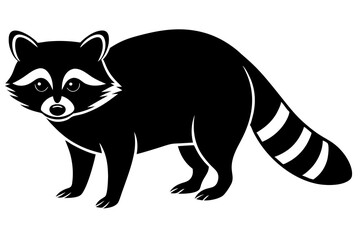 Raccoon silhouette, black raccoon vector illustration