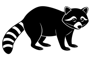 Raccoon silhouette, black raccoon vector illustration