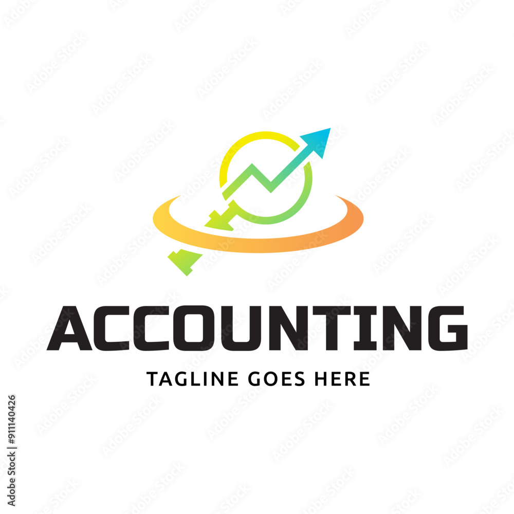 Poster vector logo combination of a graph and magnifier