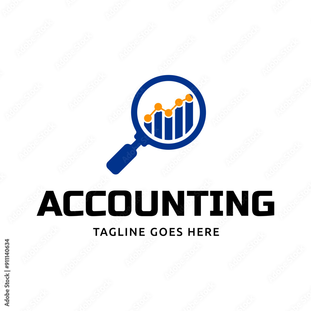 Poster vector logo combination of a graph and magnifier