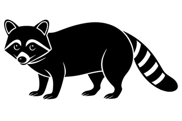 Raccoon silhouette, black raccoon vector illustration
