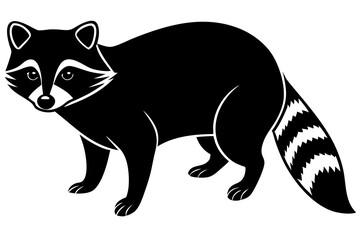 Raccoon silhouette, black raccoon vector illustration
