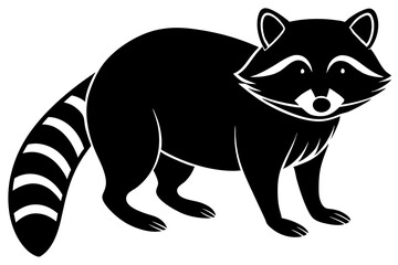 Raccoon silhouette, black raccoon vector illustration