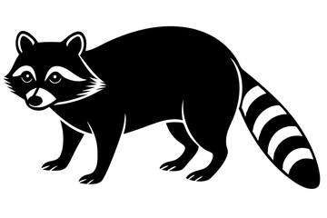Raccoon silhouette, black raccoon vector illustration