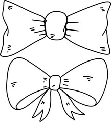 Illustration of bow knot in engraving style. Design element for poster, card, banner, sign. Vector illustration