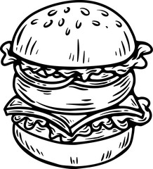 Set of hand drawn hamburger, burger. Set of doodle style hamburger, burger. Vector illustration