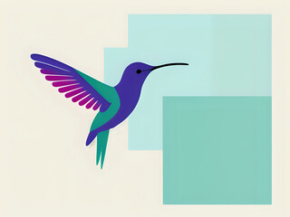 abstrakter lila grüner Kolibri