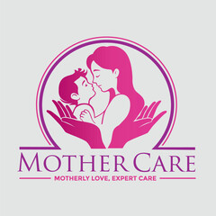 Heartfelt Mother and Child Logo Design, Caring Hands Mother Care Logo, Circle of Love Family Logo