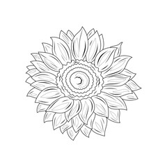 Sunflower.Coloring book antistress for children and adults. 