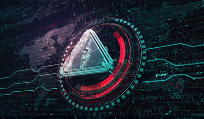 Electric power danger warning symbol digital 3d illustration