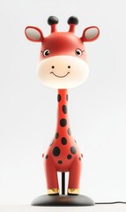 Cute Red Giraffe-Shaped Desk Lamp with Black Polka Dots