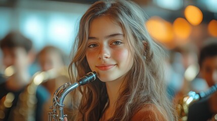 Dedicated Students of Miumzlik School Band Engaged in Rehearsal Activities Within Their Music Room