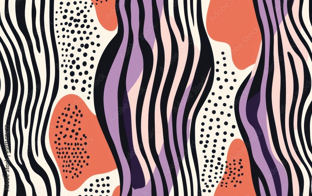 Aufkleber abstract wave pattern with bold colors and polka dots