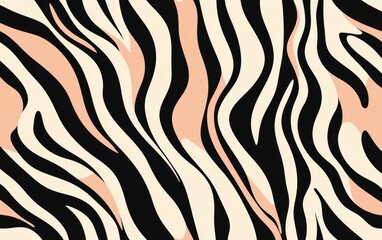 Abstract Zebra Pattern with Black, White, and Beige Colors