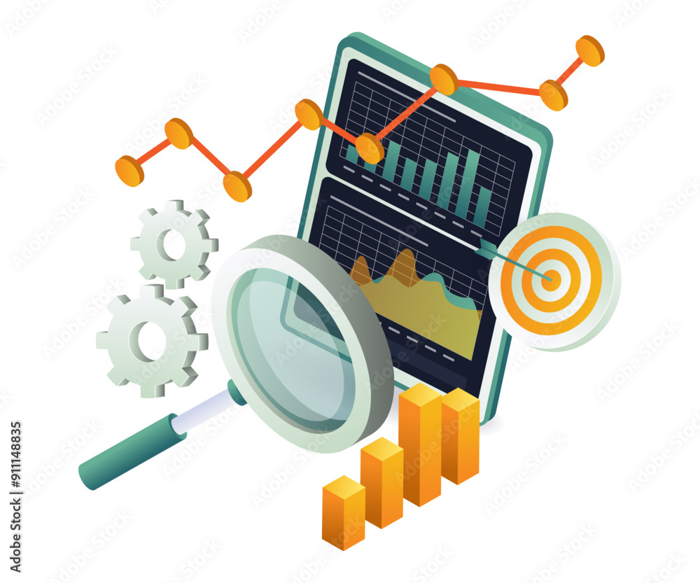 Poster marketing analytics and data science, showcasing data trends and insights for business growth