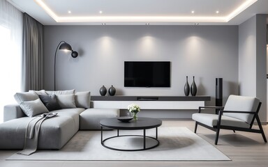 Modern minimalist living room interior