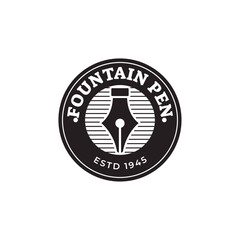 Fountain pen icon vintage style, vector illustration.