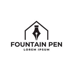 Fountain pen icon vintage style, vector illustration.