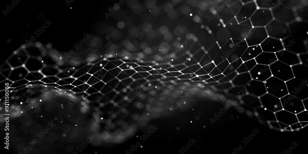 Poster technological background from dots and lines. big data visualization. 3d rendering.
