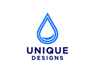 Abstract Water Logo. Blue Water Drop Icon isolated on White Background. Usable for Business, Science, Healthcare, Medical and Nature Logos.