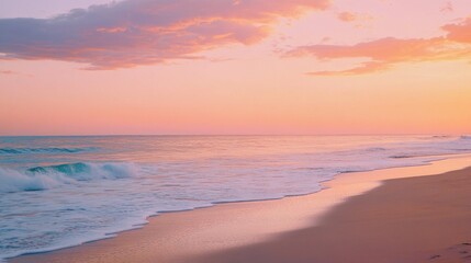 Fototapeta premium Pink Sunset Over a Tranquil Beach