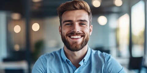 A smiling man with a beard looking directly into the camera