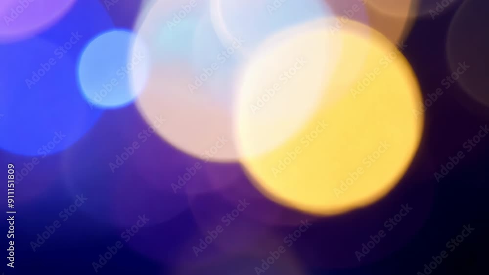 Poster soft focus bokeh lights floating and shimmering in blue background