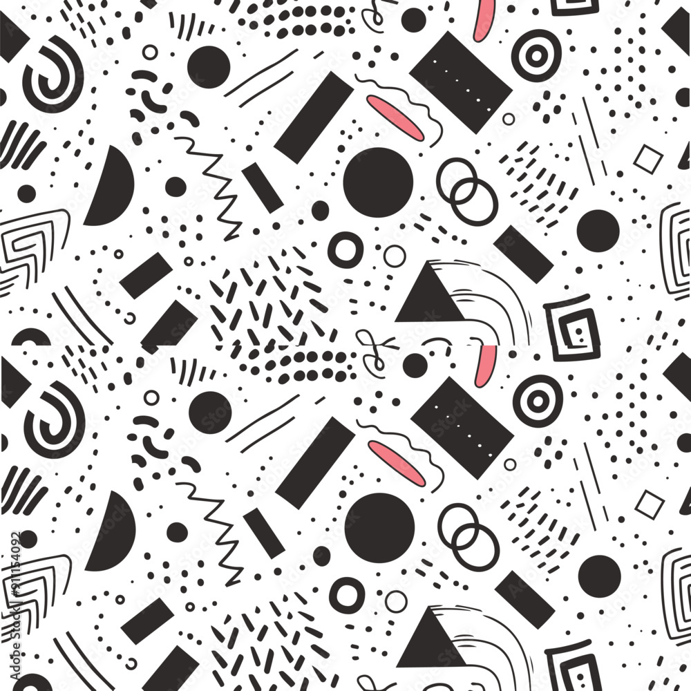 Poster seamless pattern with black and white arrows , circle isolated vector