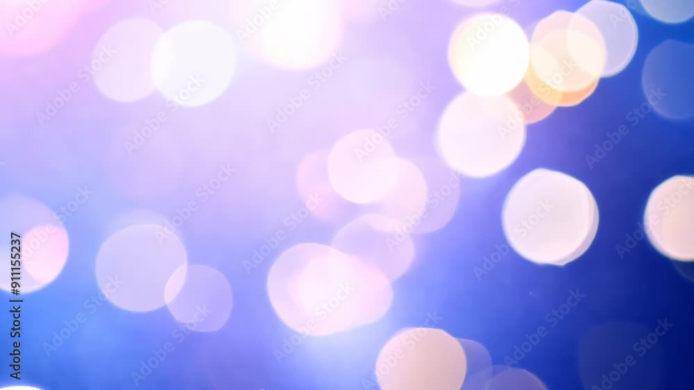 Poster soft focus bokeh lights floating and shimmering in blue background