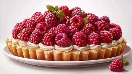 Raspberry Tart Dessert Illustration - A Delicious Treat
