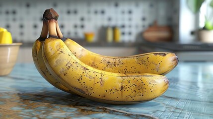 Ripe Yellow Banana Fruit Close Up 3D Render