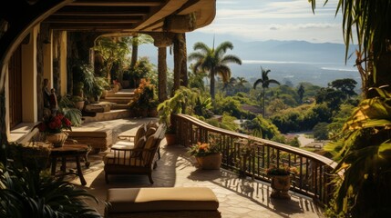 Elegant tropical mansions with ocean views.